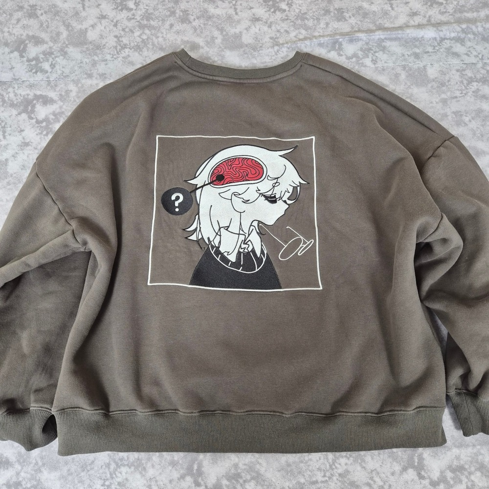 OFF SCRIPT Embroidered Sweatshirt Unisex XXL Anime Streetwear Graphic Crewneck
